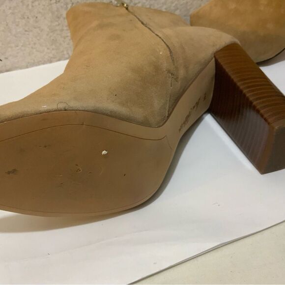 Sam Edleman Yarin Suede Camel Peeptoe Booties 10.5M - Picture 7 of 12